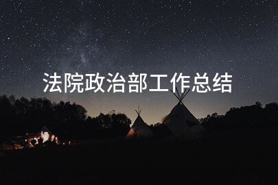 法院政治部工作总结