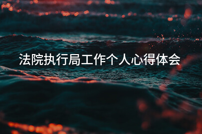 法院执行局工作个人心得体会