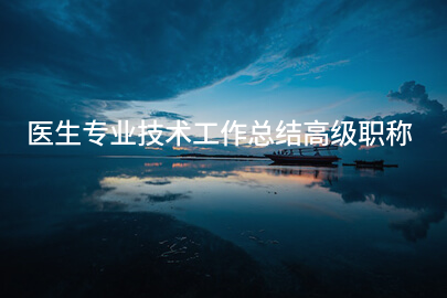 医生专业技术工作总结高级职称