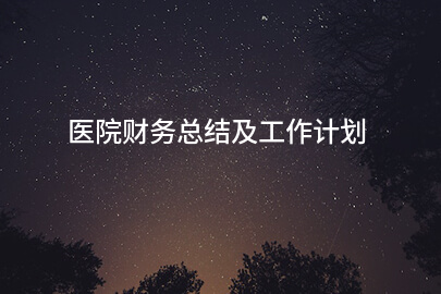 医院财务总结及工作计划