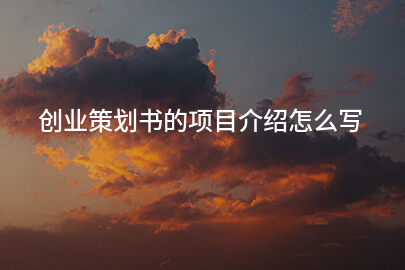 创业策划书的项目介绍怎么写