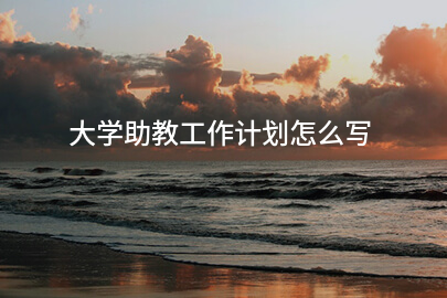 大学助教工作计划怎么写