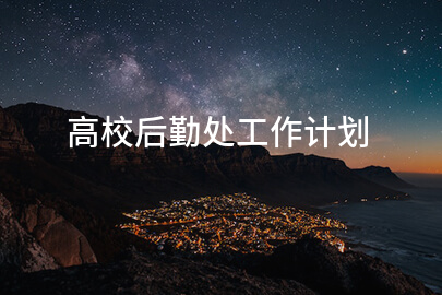 高校后勤处工作计划