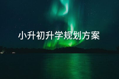 小升初升学规划方案
