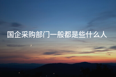 国企采购部门一般都是些什么人