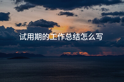 试用期的工作总结怎么写