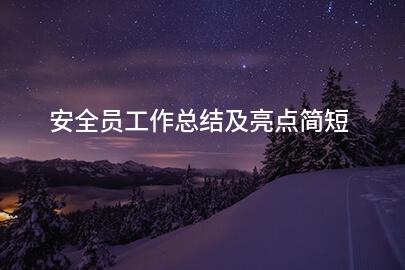 安全员工作总结及亮点简短