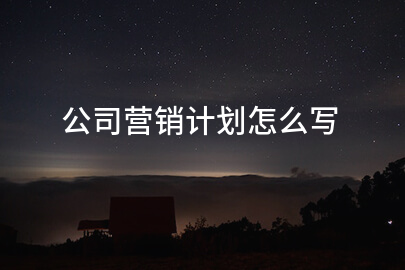 公司营销计划怎么写