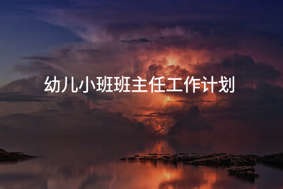 幼儿小班班主任工作计划