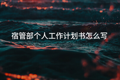 宿管部个人工作计划书怎么写