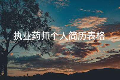 执业药师个人简历表格