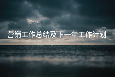 营销工作总结及下一年工作计划