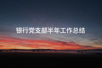 银行党支部半年工作总结