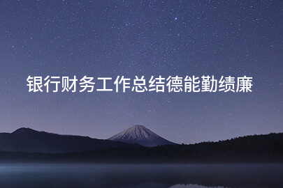 银行财务工作总结德能勤绩廉