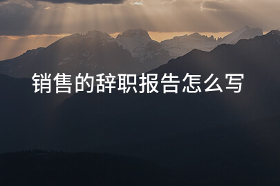 销售的辞职报告怎么写