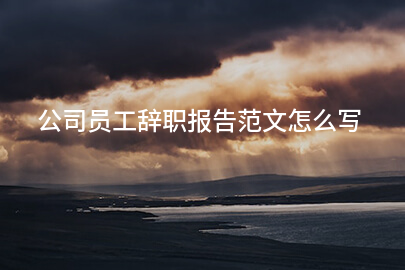 公司员工辞职报告范文怎么写