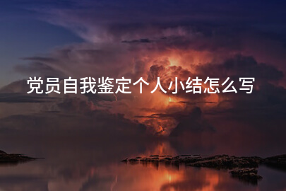 党员自我鉴定个人小结怎么写