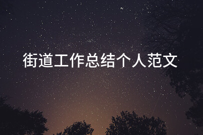 街道工作总结个人范文