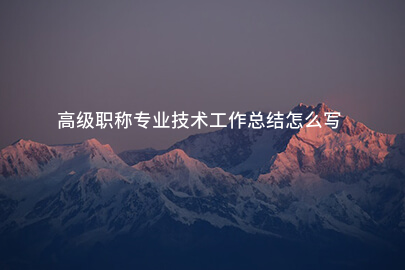 高级职称专业技术工作总结怎么写
