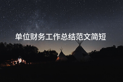 单位财务工作总结范文简短