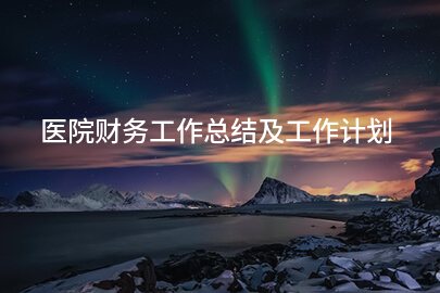 医院财务工作总结及工作计划