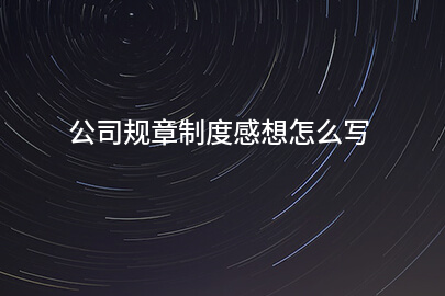 公司规章制度感想怎么写