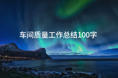 车间质量工作总结100字