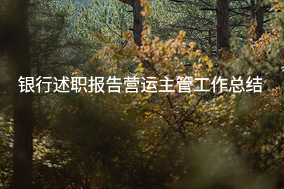银行述职报告营运主管工作总结