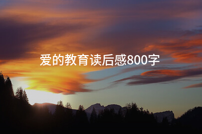 爱的教育读后感800字