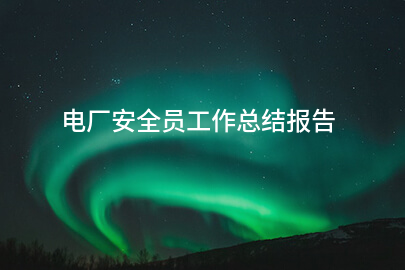 电厂安全员工作总结报告