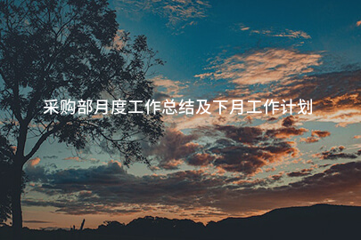 采购部月度工作总结及下月工作计划