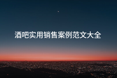 酒吧实用销售案例范文大全
