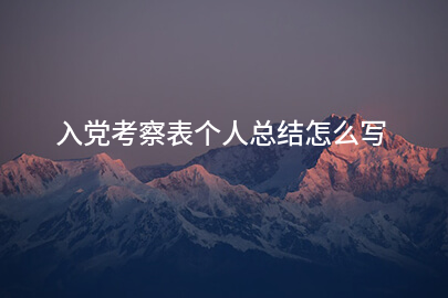 入党考察表个人总结怎么写