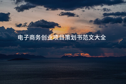 电子商务创业项目策划书范文大全