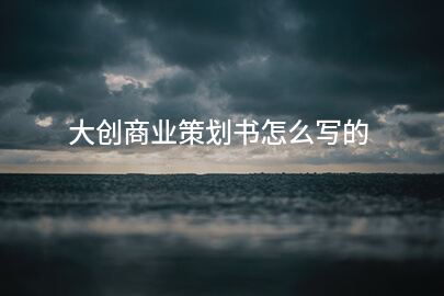 大创商业策划书怎么写的