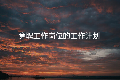 竞聘工作岗位的工作计划