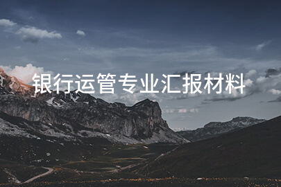 银行运管专业汇报材料
