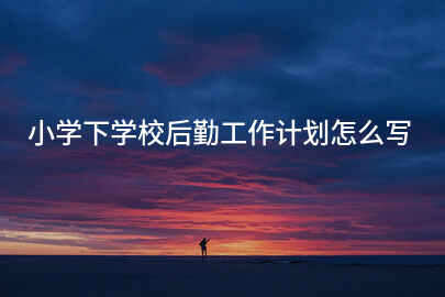 小学下学校后勤工作计划怎么写