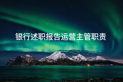 银行述职报告运营主管职责