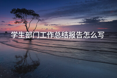 学生部门工作总结报告怎么写