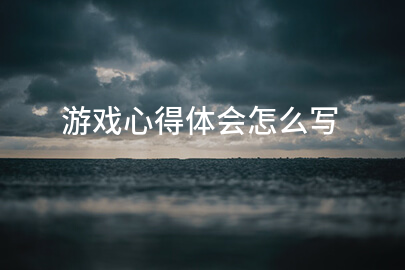 游戏心得体会怎么写