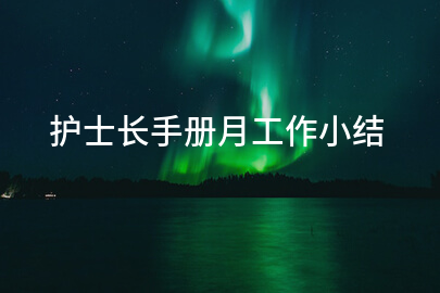 护士长手册月工作小结