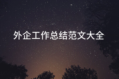 外企工作总结范文大全