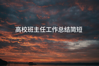 高校班主任工作总结简短