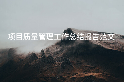项目质量管理工作总结报告范文