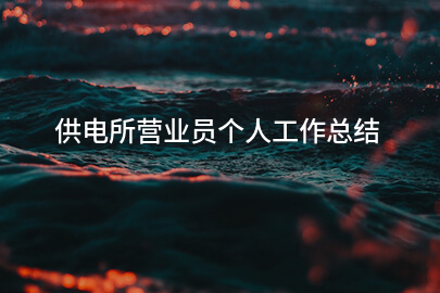 供电所营业员个人工作总结