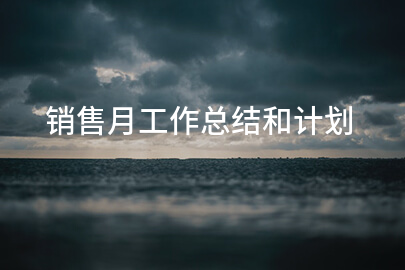 销售月工作总结和计划