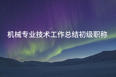 机械专业技术工作总结初级职称