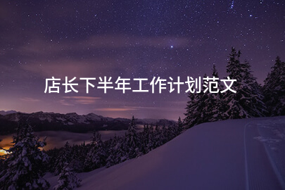 店长下半年工作计划范文