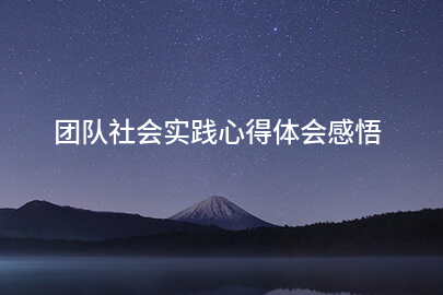 团队社会实践心得体会感悟